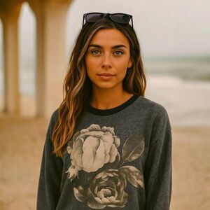 J. Crew Dark Romance Floral Sweatshirt Sz S | Grunge Cozy Oversized Pullover